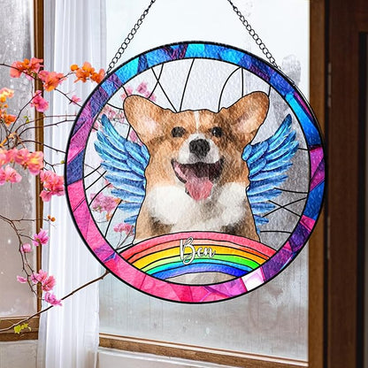 NAZENTI Custom Fur Memorial Suncatcher, Personalized Dog Breeds Suncatcher, Ornament Loss of Pet, Sympathy Gift for Loss of Pet Window Hangings, Dog Lovers Memorial Gift, Home Decor