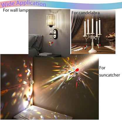 Flower Petal Crystal Suncatcher Hanging Crystals for Windows Sun Catcher Chandelier Lamp Tree Decor, Crystal Glass Ornaments (Multicolor)