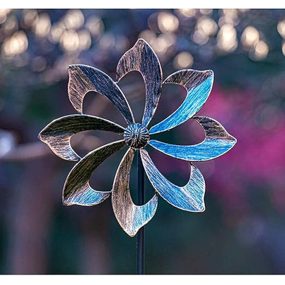 Wind Spinner Dahlia 61in Single Blade Easy Spinning Kinetic Wind Spinner for Outside – Vertical Metal Sculpture Stake Construction for Outdoor Yard Lawn & Garden