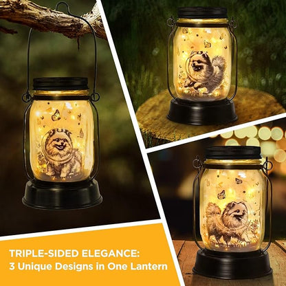 kyoryuger Pomeranian Gifts for Women/Men Pomeranian Solar Lanterns Dog Mom Birthday Dog Lovers Lantern Pet Loss Pet Memorial Lights Solar Garden Decoration for Yard, Patio,Backyard,Porch Torches