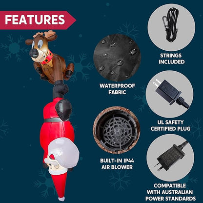 Joiedomi Hanging Christmas Inflatables Decoration, Christmas Inflatable Reindeer and Climbing Santa, Blow Up Santa with Build-in LED for Xmas Party Indoor, Outdoor, Yard, Garden, Lawn Decor