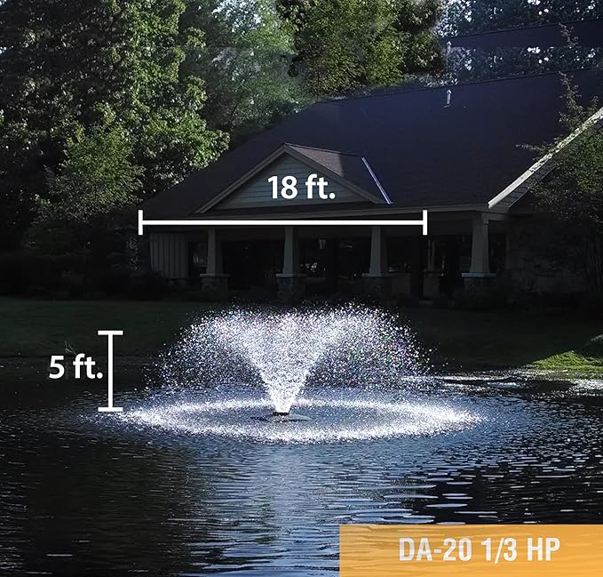 Scott Aerator DA-20 Display Pond Aerator – 1/3 Horse Power 230V 150ft Cord | Aerating Pond Fountain | Pond Aerator Pump for Small Ponds | Pond Aeration System | Made in USA