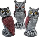 3-Pack Owl for Bird Deterrent - Weatherproof Bird Repellent Devices for Outdoor Use - Plastic Owls to Scare Birds Away and Control Garden Pests