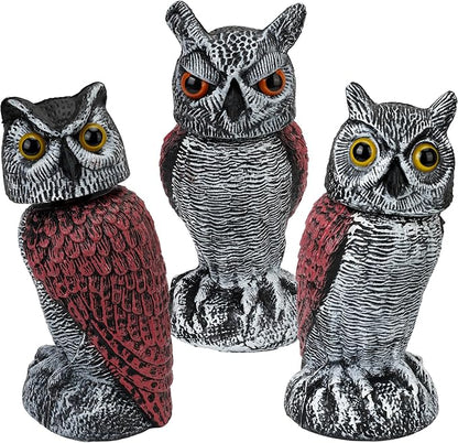 3-Pack Owl for Bird Deterrent - Weatherproof Bird Repellent Devices for Outdoor Use - Plastic Owls to Scare Birds Away and Control Garden Pests