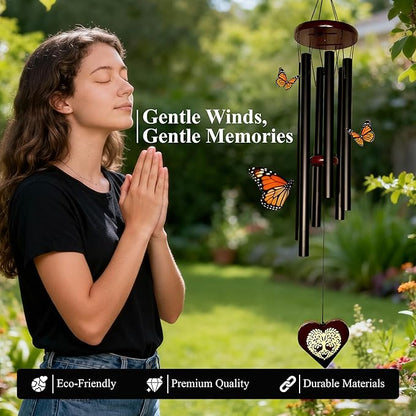 Memorial Wind Chimes, Unique Sympathy Gift for Loss of Loved One Comes with Sympathy Card & Custom Verse on Pendant - for Bereavement/Funeral/Condolences/Grieving/- Gift of Love & Remembrance