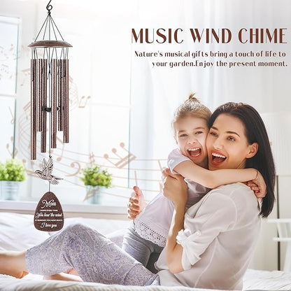 Mom Gifts Wind Chimes - Metal Hummingbird Windchimes with Card Indoor Outdoor Hanging Decor Appreciation Christmas New Year Mother's Day Birthday Gift for Best Mother from Daughter Son