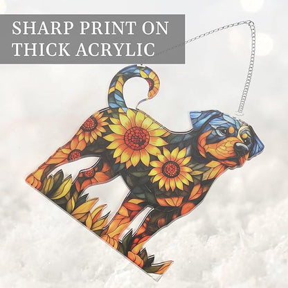 Colorful Dogs Acrylic Suncatcher Ornament for Window Decor, Acrylic Suncatcher Window Hanging Decor, Dog Lovers Gifts for Women, Dogs Christmas Ornaments for Tree Hanging (Rottweiler)