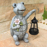 Solar Garden Outdoor Statues Turtle with Lights Resin Statue with Solar Lantern, Decorative Lawn, Yard Outdoor Decoration and Gifts (Turtle 2)