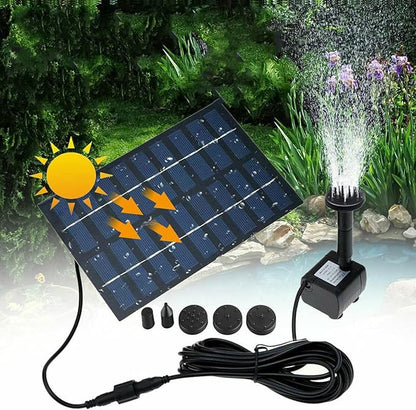 Solar Powered Fountain with 5 Size Spray Adapters Energy Saving Water Pump for Pond Garden Decor