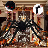 Spider Webs Halloween Decorations Outdoor - 200'' Triangular Spider Web + 49'' Giant Fake Spiders for Indoor Outdoor Halloween Decor Haunted House Décor Yard Home Garden Party