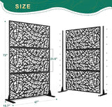 72" H×47" W Metal Privacy Screen Outdoor Privacy Screen Freestanding, Outdoor Privacy Screens and Panels for Patio Lawn Deck(Consists of 3 Panels)