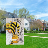 Heyfibro Hello Sunshine Summer Gnome Garden Flag 12x18 Double Sided Burlap Spring Sunflower Small Yard Banner for Rustic Seasonal Outside Outdoor House Decoration (ONLY FLAG)