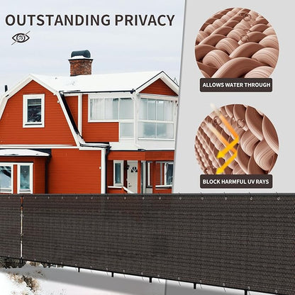 LOVE STORY Custom Size 3.3'x49' Brown Balcony Privacy Screen,UV Block Privacy Fence Screen,90% Shield for Outdoor Pool Garden Apartment Railing