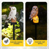2 Packs Outdoor LED Owl Ground Plug-in Lawn Lamps, Solar Garden Stake Light, Courtyard Ground Solar Energy Decoration Landscape Lights (2 Qwl Lamp Brown)