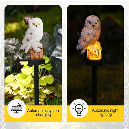 2 Packs Outdoor LED Owl Ground Plug-in Lawn Lamps, Solar Garden Stake Light, Courtyard Ground Solar Energy Decoration Landscape Lights (2 Qwl Lamp Brown)