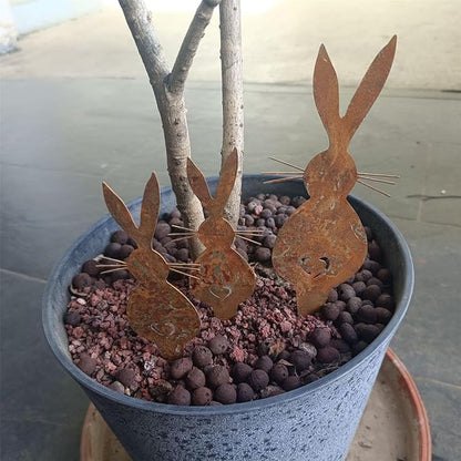 3Pcs Garden Statues Metal Yard Art Outdoor Decors Animals Stake Garden Decorations Outdoor Garden Statue