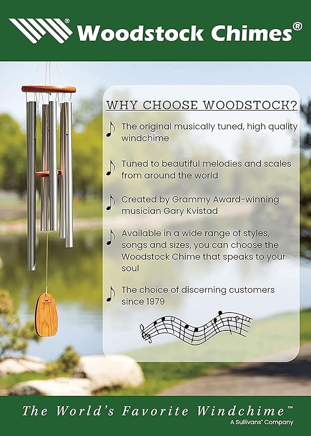 Woodstock Wind Chimes of Mars Wind Chimes for Outside 17" Green Small Light Sound Wind Chime Décor for Outdoor Garden, Patio, Porch, Encore Collection