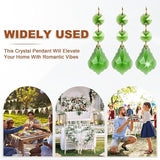 M METERXITY 10PCS Crystal Suncatcher 2 Leaves Prisms Pendants Ornament, 38mm Chandelier Hanging Crystal Sun Catcher Beads for Home Garden Windows Wedding DIY Decoration [Medium Green]