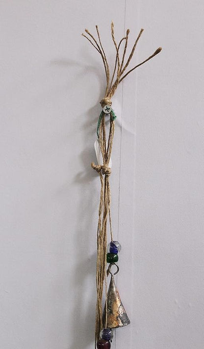 Mango Gifts Rustic Iron Wind Chime Bells with Jute Rope – Vintage Farmhouse Hanging Bell Chimes for Garden and Outdoor Decor with Handcrafted Recycled Metal Tranquil Wind Chimes 45 Inch (MGT28)