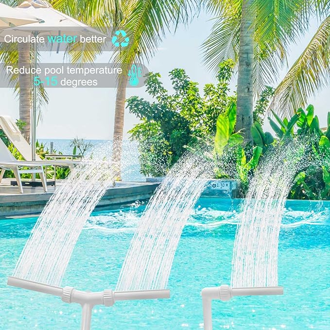 2-Pack Pool Fountain - Dual + Single Spray Water Fountains for Above and In-Ground Pools, Adjustable Swimming Spa Accessories Decoration Summer Water Temperatures Cooling.