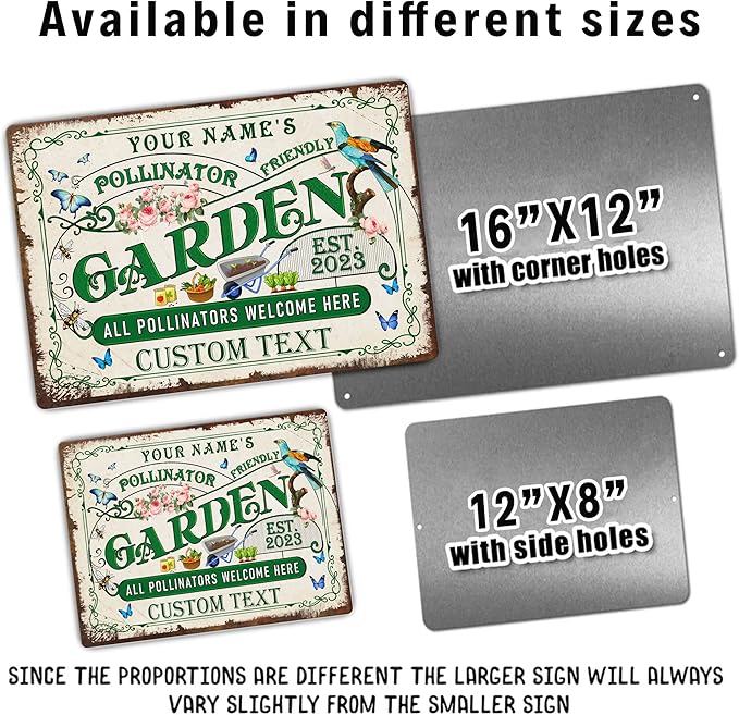 Custom Metal Signs with Name Made in USA Personalized Vintage Garden Sign Waterproof Vintage Decorative Metal Print for Wall Decor Customized Home Garden Ideas Gifts Artwork Prints for Yard Ourdoor
