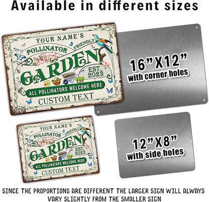 Custom Metal Signs with Name Made in USA Personalized Vintage Garden Sign Waterproof Vintage Decorative Metal Print for Wall Decor Customized Home Garden Ideas Gifts Artwork Prints for Yard Ourdoor
