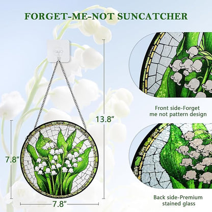 LITIVY Lily of The Valley Stained Glass Suncatcher – Mother’s Day Memorial & Remembrance Gift, Rainbow Maker Window Hanging Decor for Indoor Sunlight, Green & White Sun Catchers for Women Mom Grandma