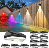 Solar Fence Lights,Warm White & Cool White & RGB 7Colors ＆ Color Changing Mode IP65 Waterproof Solar Lights Outdoor, Solar Deck Lights for Outside/Patio/Backyard/Wall/Pool/Fence/Railing/Step(12Pack)