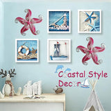 POXOHO Starfish Garden Decorations Outdoor, Starfish Wall Decor Art for Fence Patio Yard, 12" Hanging Glass Sculpture, Outdoor Wall Art Ocean Gifts for Women & Men (Pink)