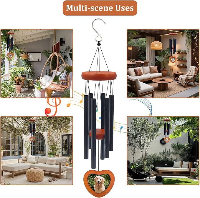 Pet Memorial Wind Chimes，Loss Pets Sympathy Gift Dogs Passing Away Gift, Remembrance Bereavement Gift,in Memory of Dogs Cats Gifts