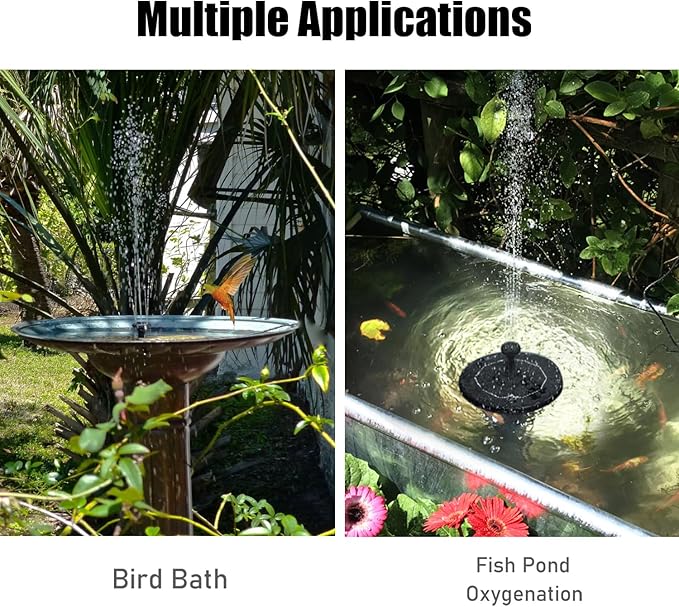 Solar Bird Bath Fountain Pump, Upgrade 1.4W Solar Fountain with 6 Nozzle, Free Standing Floating Solar Powered Water Fountain Pump for Bird Bath, Garden, Pond, Pool, Outdoor