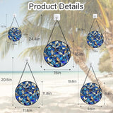 Stained Glass Window Hanging - Blue Gold Abstract Flowers Suncatcher for Door Terrace Garden Home Decor, Plant Sun Catcher Birthday Gifts for Lovers Women Men Dad Mom Nana 15 in