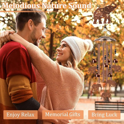 Elephant Wind Chimes for Outside - Elephant Gifts for Women Men, Memorial Sympathy Wind Chimes for Outdoor, Garden Patio Yard Porch Decor, Mom Grandma Wife Friends Birthday