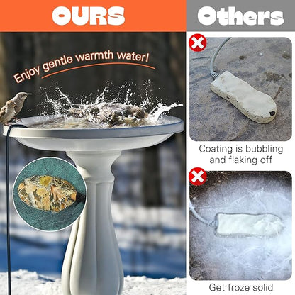 1 Pack Upgrade Bird Bath Heater for Outdoors in Winter, Pond Deicer 60 Watts Birdbath Deicer Water Heater Thermostatically Controlled with Auto Shut off Function for Patio Lawn (Army Green)
