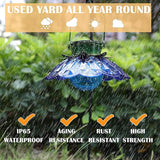 XUWEN Solar Lights Outdoor Waterproof - Blue Solar Flower Light with Crackle Globe Glass Light, Hanging Lanterns Decorative Outdoor for Yard Walkway Lawn Fence,Christmas Housewarming Gifts for Women.