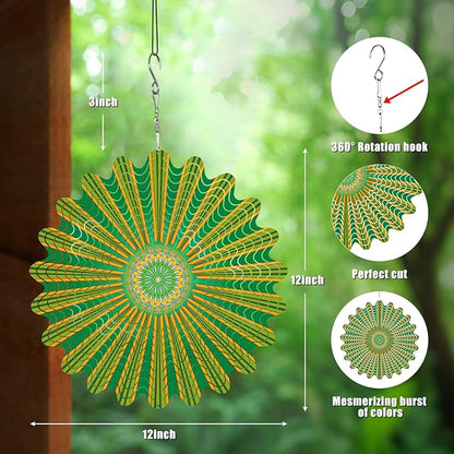 Mandala Gifts for Mom, Moms Wind Spinners, Mother's Day Best Gift for Mom, Mother Birthday Gift from Daughter Son, Love Reminder Gifts for Mother's Day, Garden Decor Gifts for Outside, Green,12in