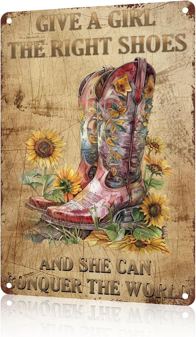 Cowgirl Boots Tin Sign Wall Decor Funny Iron Sign Gift for Home Restaurant Bar Cafe Garage 8 x 12 Inch