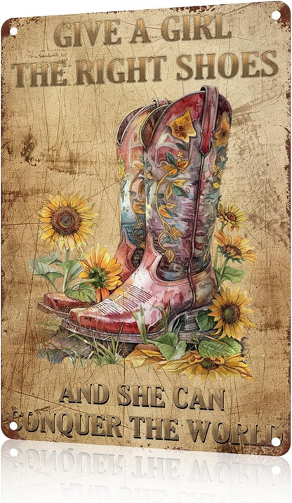 Cowgirl Boots Tin Sign Wall Decor Funny Iron Sign Gift for Home Restaurant Bar Cafe Garage 8 x 12 Inch