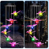 Retisee LED Solar Hanging Wind Chime, Outdoor Mobile Color Changing Light, Home Yard Garden Decoration Automatic Light Gift for Party Women Mom (Butterfly)