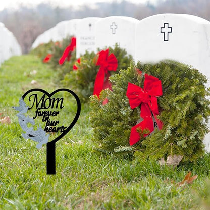 11 inch Metal Mom Memorial Stake Grave Decorations for Cemetery Gravesite Sympathy Markers Waterproof Memorial Gifts for Loss of Mother Tombstones Plaque Outdoors Lawn Yard Decor