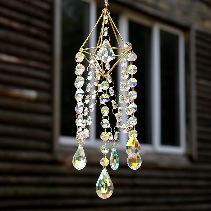 Crystal Wind Chime Light Catcher Suitable for Window Hanging Suitable for Home Indoor and Outdoor Garden Decoration Light Catcher (Small)