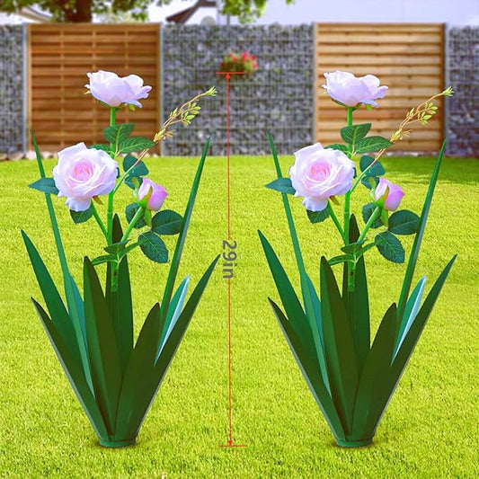Homight Large Tequila Rustic Sculpture, Home Decor Hand Painted Metal Agave Garden Yard Statue, Outdoor Lawn Ornaments (2 Big Flowers)