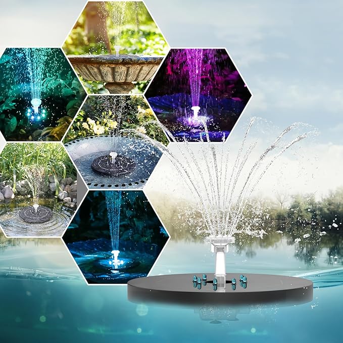 HEERTTOGO 1Pc 3.5W solar bird bath fountain pump with lights, solar panel kit water pump, suitable for ponds, bird feeders, gardens, outdoor decoration, DIY fountain landscaping, landscape design