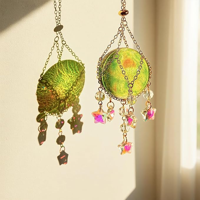 Crystal Suncatcher with 40mm Decorative Ball Window Hanging Ornament for Wall Meditation Space(Green)