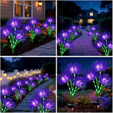 Solar Garden Flower Lights Outdoor, 4 Pack Purple Spider Lily Solar Lights with Glowing Stems, IP65 Waterproof LED Yard Decor for Patio Lawn Pathway,Gifts for Women Mom Grandma