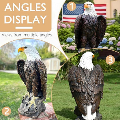 24" Bald Eagle Statue for Garden, Outdoor Sculpture, Animal Decor for Yard Porch Entryway Patio Living Room (Large, Bald Eagle)