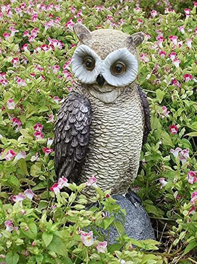 Garden Ornaments Decor Statue Outdoor,Garden Statue Outdoor Figurines Yard Decor,Owl Decoration Sculpture, Garden Animal Painted Resin Crafts Outdoor Garden Lawn Decoration