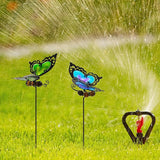 Butterfly Garden Stakes,Butterfly Kit Made of Glass and Metal,Colorful Butterflies Garden Decorations Can Make the Garden Full of Color and Vitality. (Blue and Green)
