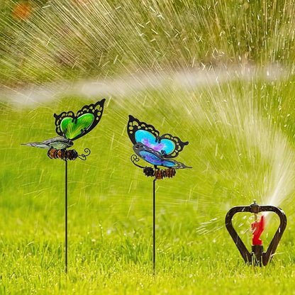 Butterfly Garden Stakes,Butterfly Kit Made of Glass and Metal,Colorful Butterflies Garden Decorations Can Make the Garden Full of Color and Vitality. (Blue and Green)