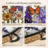 Wildflower Butterfly Suncatcher Window Hanging, 7.8" Stained Glass Decor, Meaningful for Mom, Grandma, Family and Friends, Home Decor for Window, Kitchen, Sunroom and Garden